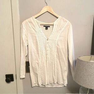 GAP - White Button-Down Boho Cotton Blouse - Size M